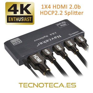 SPLITTER HDMI HDCP 2.2 de 4K 60Hz 4 salidas