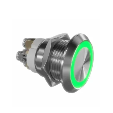 Pulsador 19mm con LED IP68 verde 12VDC