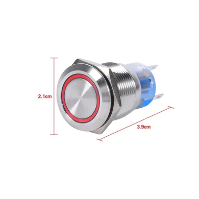 Pulsador 19mm con LED IP68 color blanco 230VAC, momentáneo 1AC