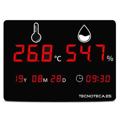 TERMOMETRO HIGROMETRO DE GRAN TAMAÑO A LEDS