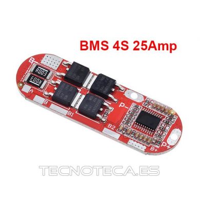 BMS 4S 25A. CARGADOR DE BATERIAS 18650 BMS