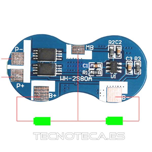 BMS 2S 4A. CARGADOR DE BATERIAS 18650 PCB - Imagen 2