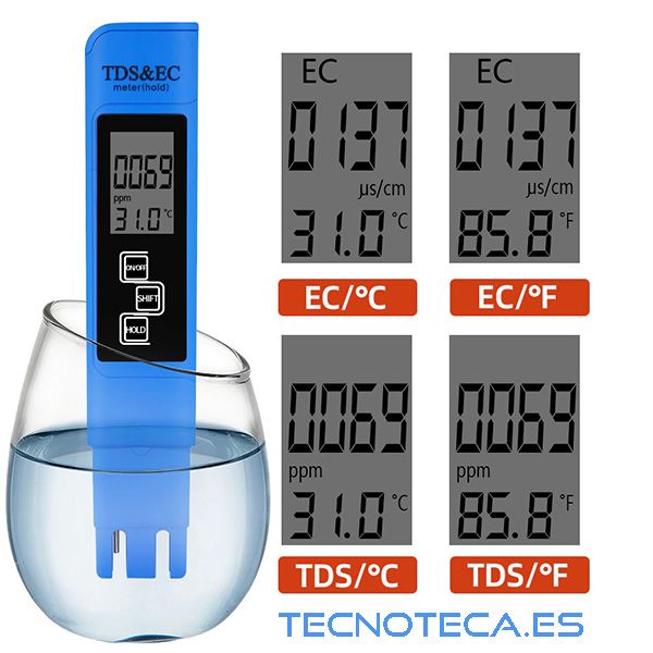 Instrumento medidor de TDS+EC+TEMPERATURA