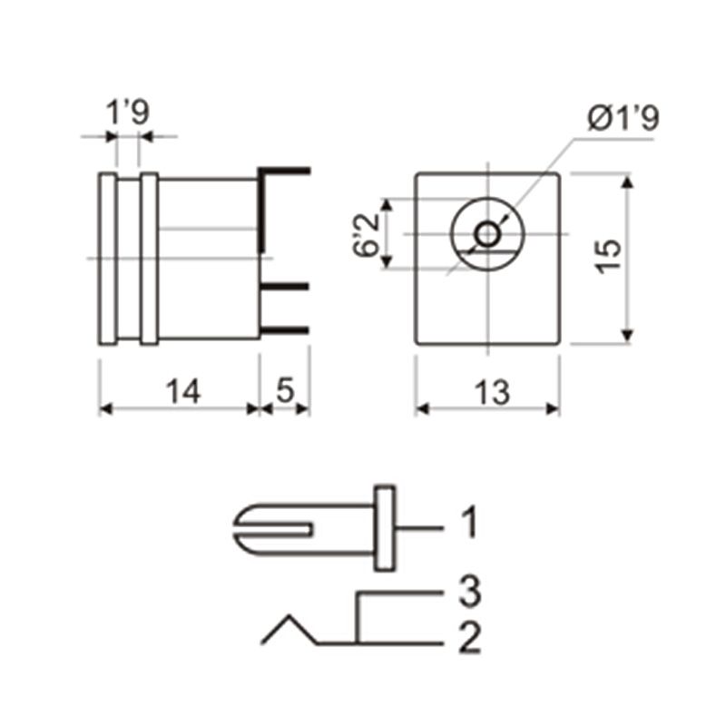 Base de alimentación 1.9mm
