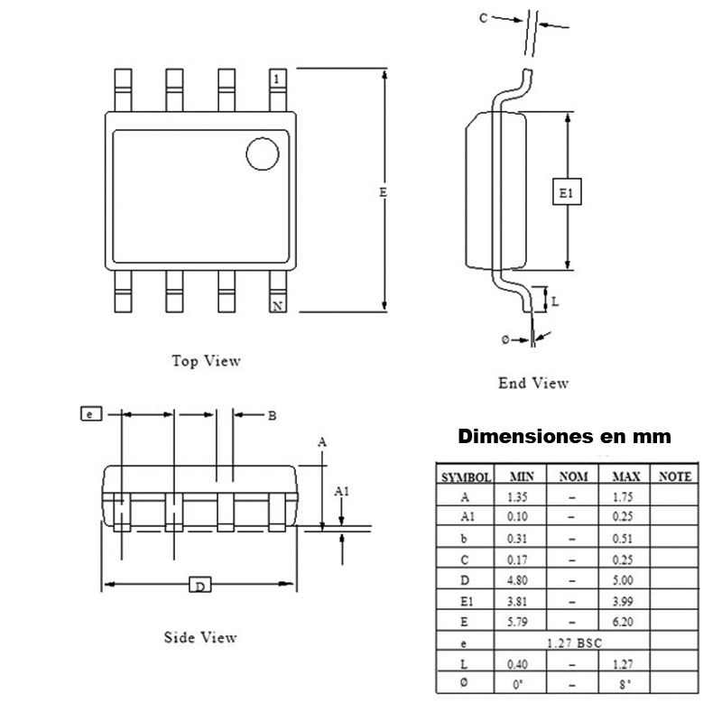 P2103NVG. Transistor MOSFET doble N y P 30V 7A SOP8 - Imagen 2