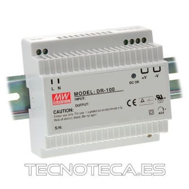 DR-100-12. FUENTE CARRIL DIN 100 W 12 V 7,5 A