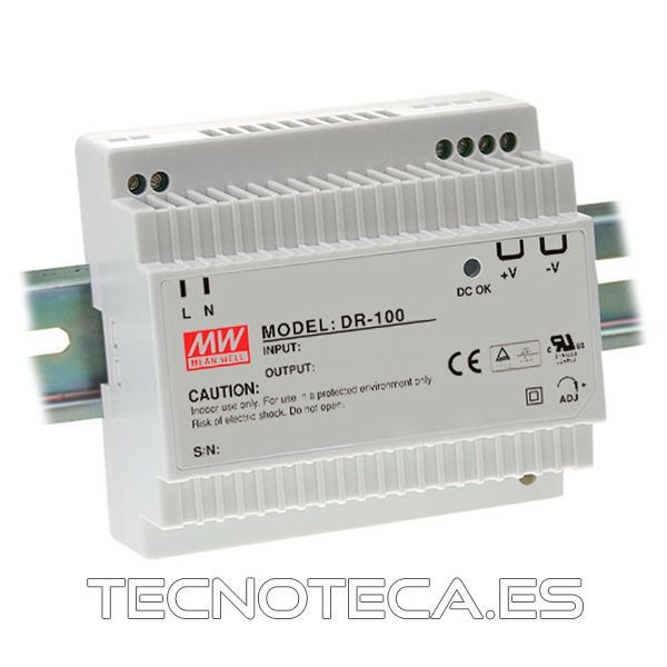 DR-100-12. FUENTE CARRIL DIN 100 W 12 V 7,5 A