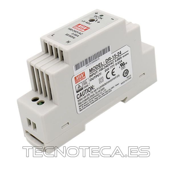 DR-15-24. FUENTE CARRIL DIN 15 W 24 V 0,63 A