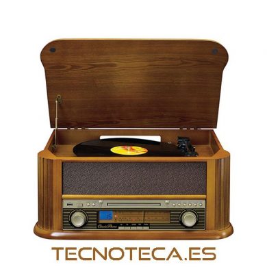 HOG076. Tocadiscos retro con caja de madera
