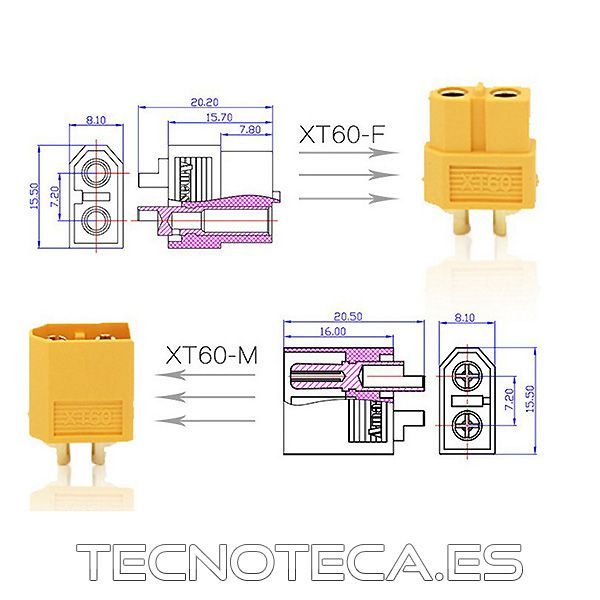 CON1044. Conector aéreo macho XT60 - Imagen 2