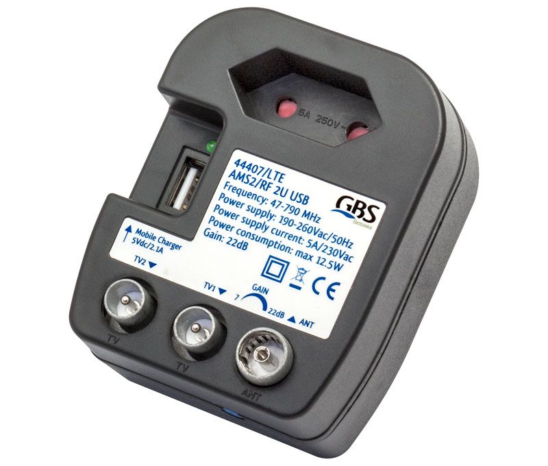 ACTV136. Amplificador interior TV 1E:2S con USB - Imagen 2