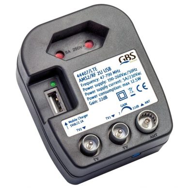 ACTV136. Amplificador interior TV 1E:2S con USB