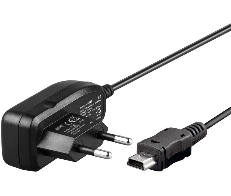 Cargador para dispositivos móviles mini USB 5V/1A