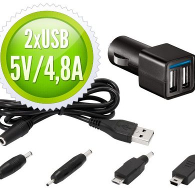 Cargador de coche para tablets y móviles 2 USB