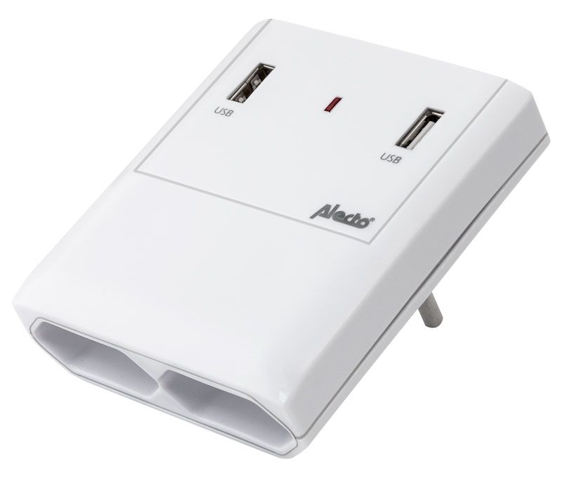 Cargador 2xUSB 5V/2A con 2 x Tomas de red 250V/2,5A 1250W