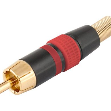 CON249. Conector RCA macho metálico, rojo