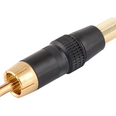 CON250. Conector RCA macho metálico, negro