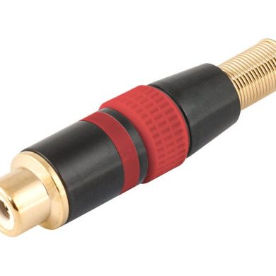 CON252. Conector RCA hembra metálico, rojo