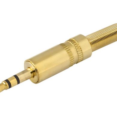 CON650. Jack macho estéreo 3,5mm dorado