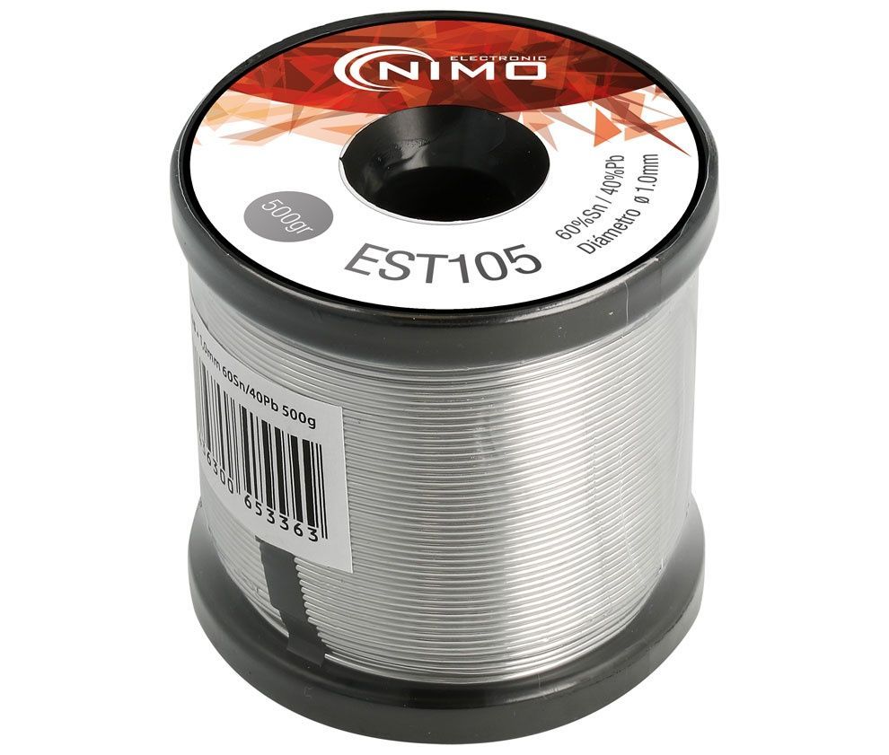 EST105. Estaño 60% Sn 40% Pb 2% Flux 1mm 500gr