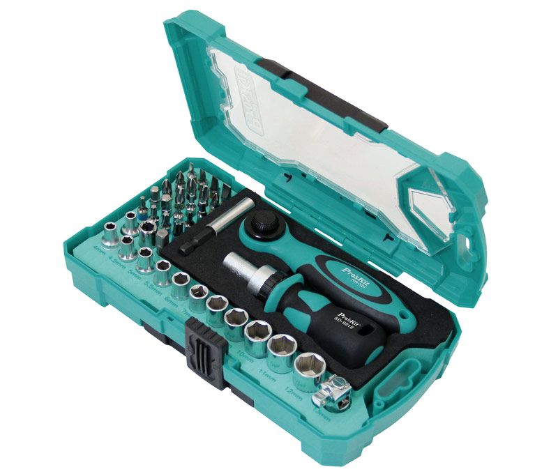 HRV6641. Estuche de 38 piezas y mango de carraca