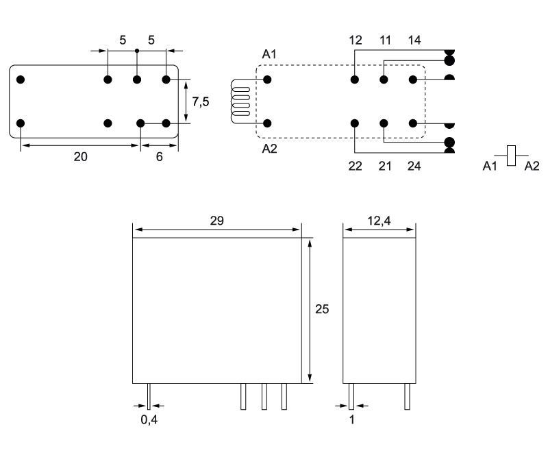 RL138. Rele 9VAC para C.I,.2AC 8A - Imagen 2