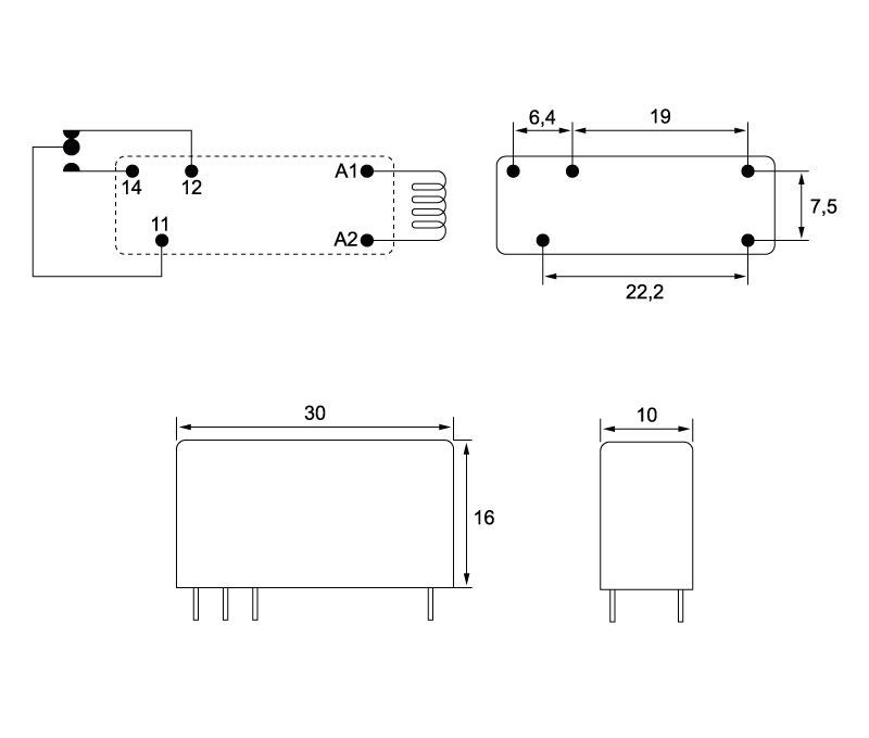 Rele 5VDC Cto. Impreso 10A. RL187 - Imagen 2