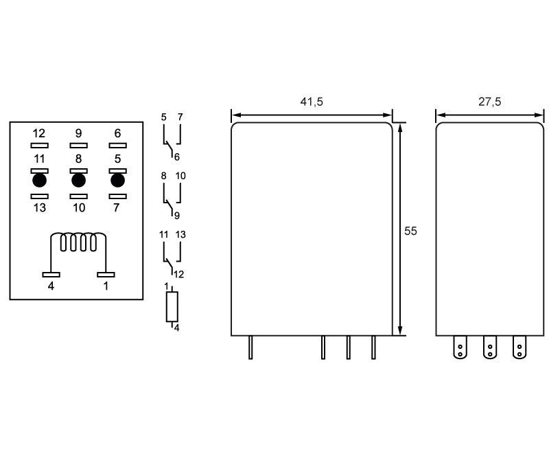 Rele 6VDC 3 circuitos 10A. RL319 - Imagen 2