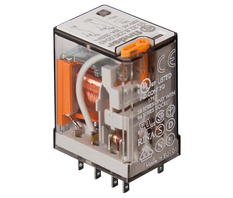 55.32.8.230.0040. Relé 230VAC industrial 10A DPDT