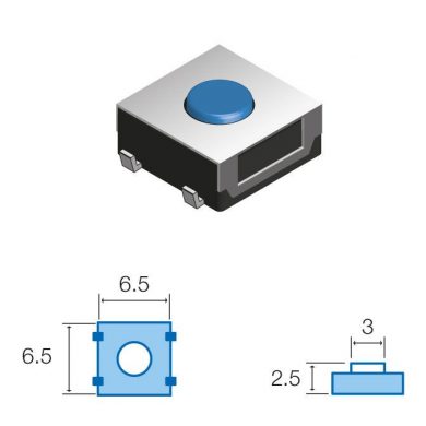 SW046. Pulsador de tacto SMD 6,5x6,5x2,5mm