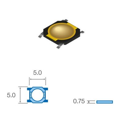 SW050. Pulsador de tacto SMD, 5x5x0,75mm