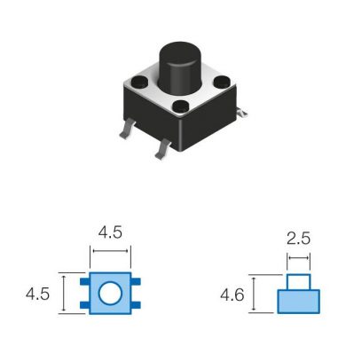 SW051. Pulsador de tacto SMD 4,5x4,5x4,6mm