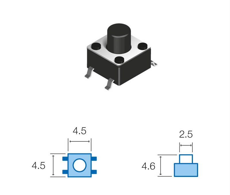 SW051. Pulsador de tacto SMD 4,5x4,5x4,6mm