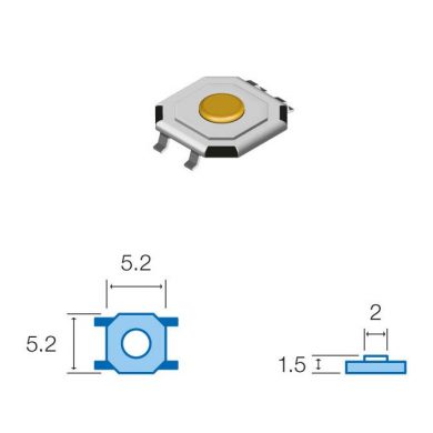 SW053. Pulsador de tacto SMD 5,2x5,2x1,5mm