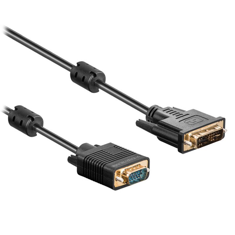 Câble DVI-I Vers VGA 10 Mètres - Connecteur DVI-I (12+5) Mâle à VGA HD 15 Broches Mâle - Pour Liaison Vidéo