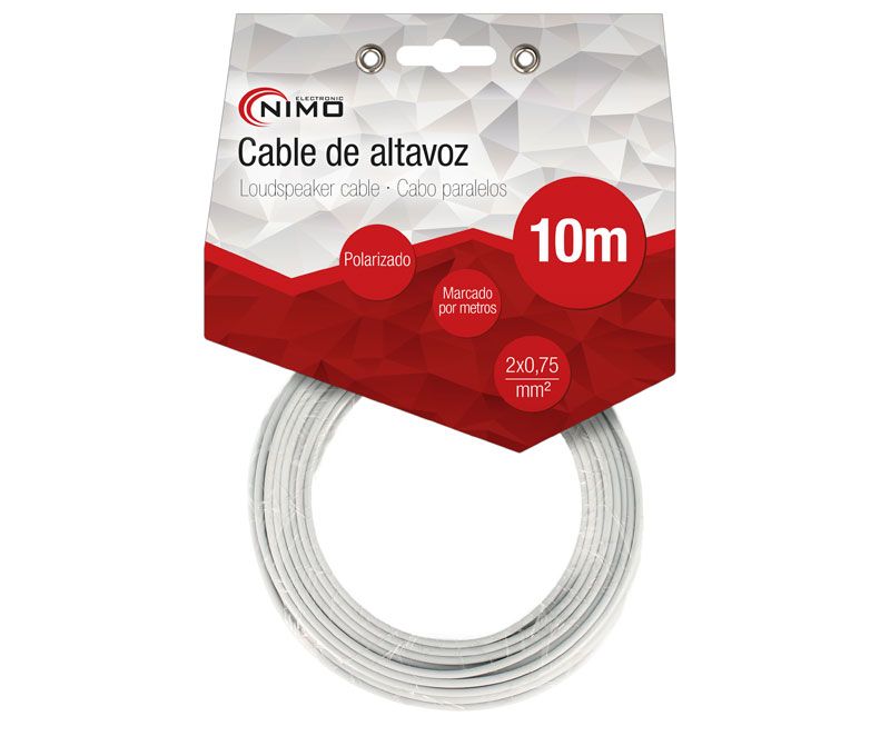 WIR9002-10. Cable altavoz 2x0.75mm Blanco 10m