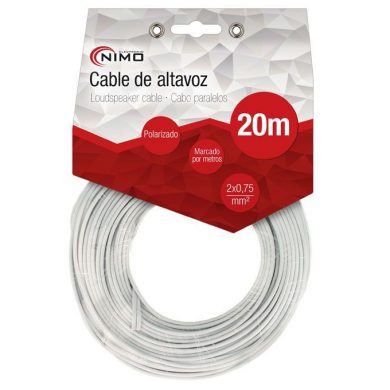 WIR9002-20. Cable altavoz 2x0.75mm Blanco 20m