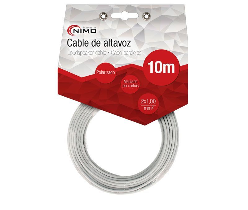 WIR9003-10. Cable altavoz 2x1.0mm Blanco 10m