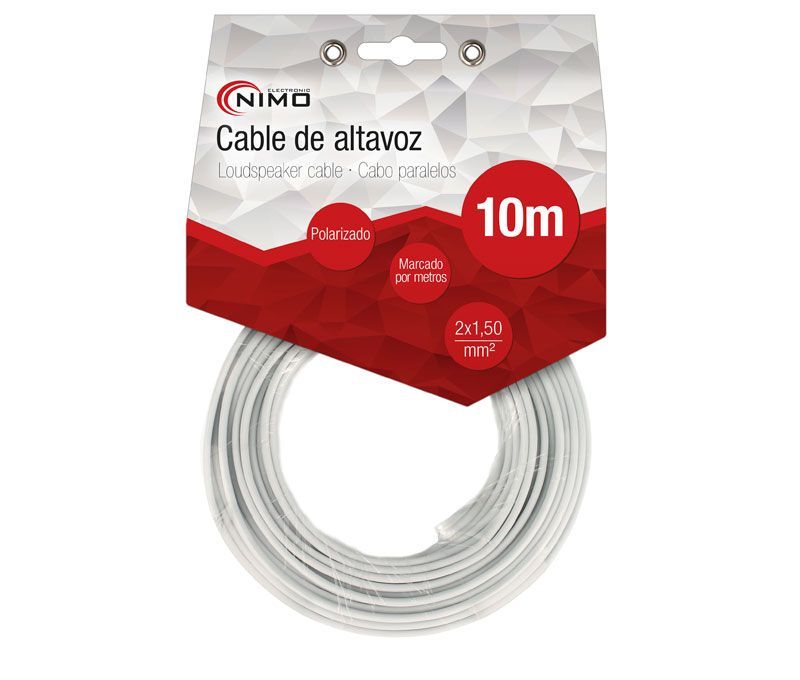 WIR9004-10. Cable altavoz 2x1.5mm Blanco 10m