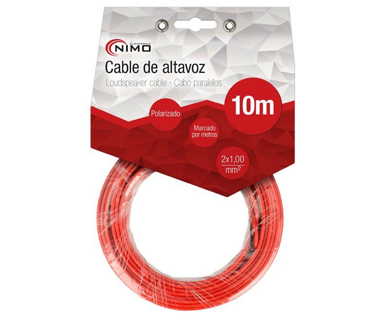WIR9012-10. Cable altavoz 2x1.0mm Rojo-Negro 10m