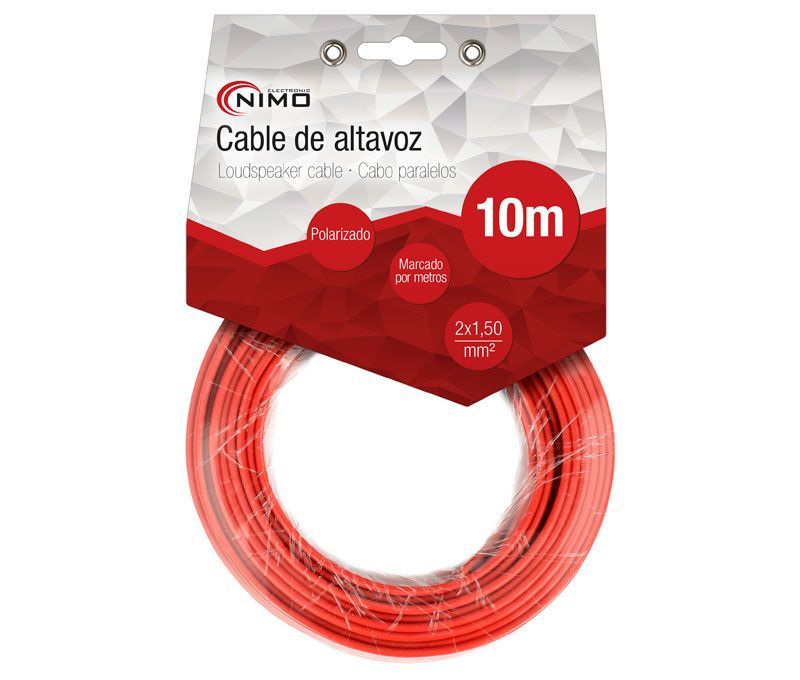 WIR9013-10. Cable altavoz 2x1.5mm Rojo-Negro 10m