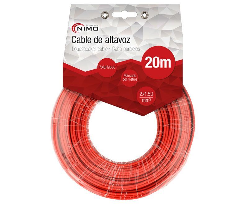 WIR9013-20. Cable altavoz 2x1.5mm Rojo-Negro 20m