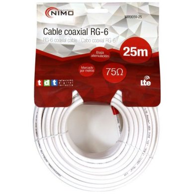 WIR9059-25. Rollo de cable antena blanco, 25m