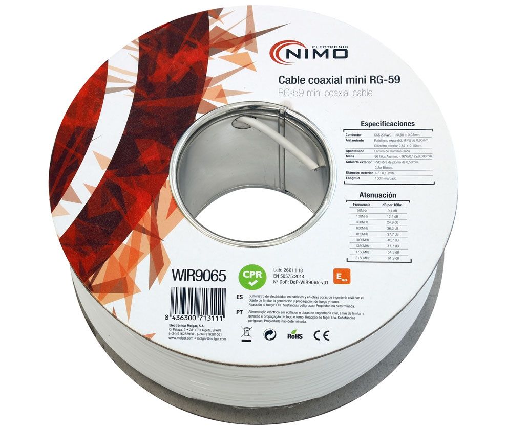 WIR9065. Carrete de cable mini RG59 75 100m