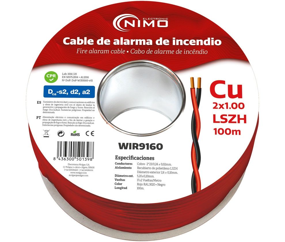 WIR9160. Cable trenzado Cu 2x1,00mm 100m