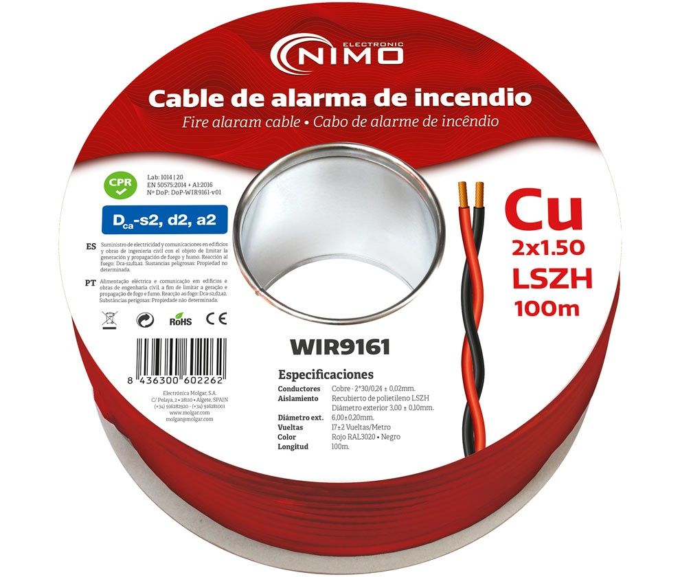 WIR9161. Cable trenzado Cu 2x1,50mm 100m